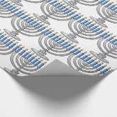 銀製の(ユダヤ教)メノラーのハヌカーの包装紙 ラッピングペーパー (角)