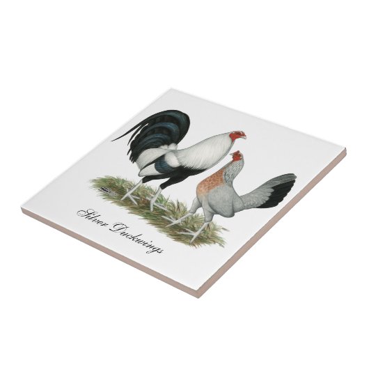 銀製のDuckwing Gamefowl タイル (側面)
