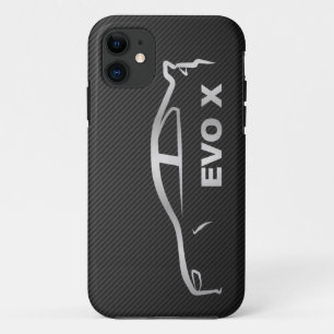 銀製のEvo Xのシルエットのロゴ iPhone 11 ケース