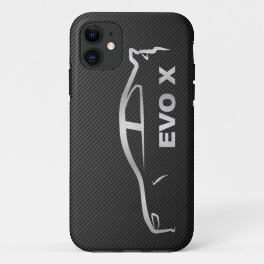 銀製のEvo Xのシルエットのロゴ Case-Mate iPhoneケース (裏面)