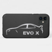 銀製のEvo Xのシルエットのロゴ Case-Mate iPhoneケース (裏面(横))