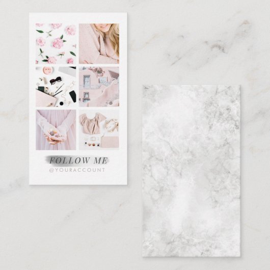 銀製のInstagramの供給の写真のコラージュは私を後を追います 名刺 (正面/裏面)
