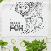 銀製キツネのヴィンテージ キッチンタオル (折り畳み)