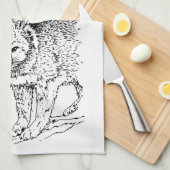 銀製キツネのヴィンテージ キッチンタオル (四つ折り)