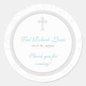 銀製スクロール十字の宛名ラベルか好意のステッカー ラウンドシール (正面)