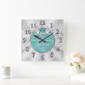銀製パーソナライズされた壁掛け時計 スクエア壁時計 (ホーム)