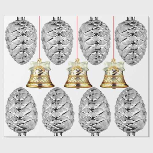 銀製ピネコーン及びベルラッピング紙 ラッピングペーパー (フラット)