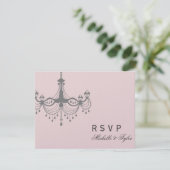 銀製及び赤面のシャンデリアRSVPカード 出欠カード (スタンド正面)