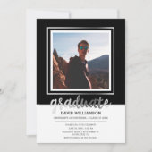 銀製及び黒い原稿|の写真フレームの卒業 招待状 (正面)