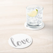 銀製愛コースター、円形グリッター ラウンドペーパーコースター (インサイチュ)