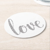 銀製愛コースター、円形グリッター ラウンドペーパーコースター (アングル)