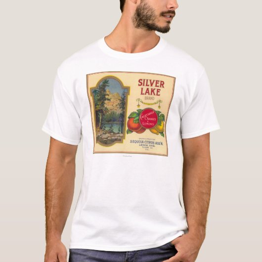銀製湖のオレンジLabelLemonの入江、カリフォルニア Tシャツ (正面)
