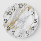 銀製灰色のアラビア数字の金ゴールドのカラーラの大理石 ラージ壁時計 (正面)