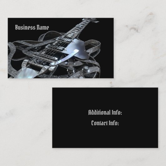 銀製灰色のエレキギターの名刺 名刺 (正面/裏面)