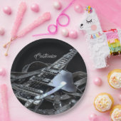 銀製灰色のエレキギター ペーパープレート (パーティー)