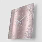 銀製灰色のグラファイトのダイヤモンドの水晶のばら色の金ゴールド スクエア壁時計 (傾斜)