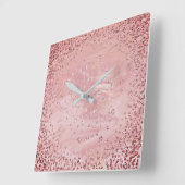 銀製灰色のグラファイトのダイヤモンドの水晶の大理石のピンク スクエア壁時計 (傾斜)