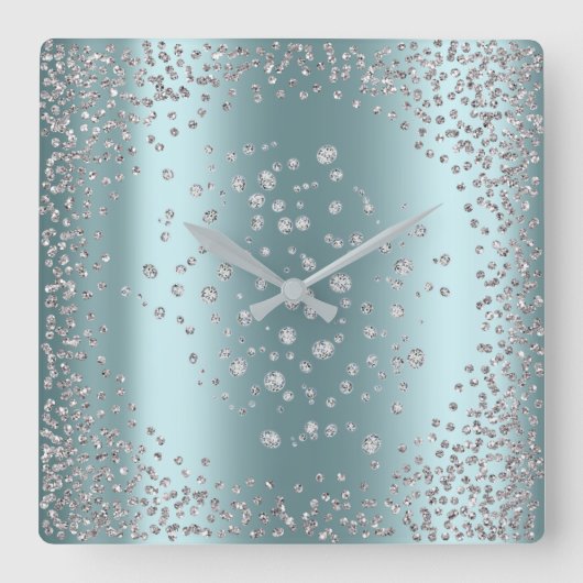 銀製灰色のグラファイトのダイヤモンドの水晶Tiffany スクエア壁時計 (正面)