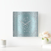 銀製灰色のグラファイトのダイヤモンドの水晶Tiffany スクエア壁時計 (ホーム)