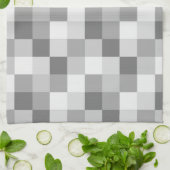 銀製灰色のモノクロチェック模様のパターン キッチンタオル (折り畳み)