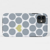銀製灰色の水玉模様のグリッターのハートのiPhone Case-Mate iPhoneケース (裏面(横))