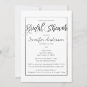 銀製灰色の白黒のブライダルシャワー 招待状 (正面)