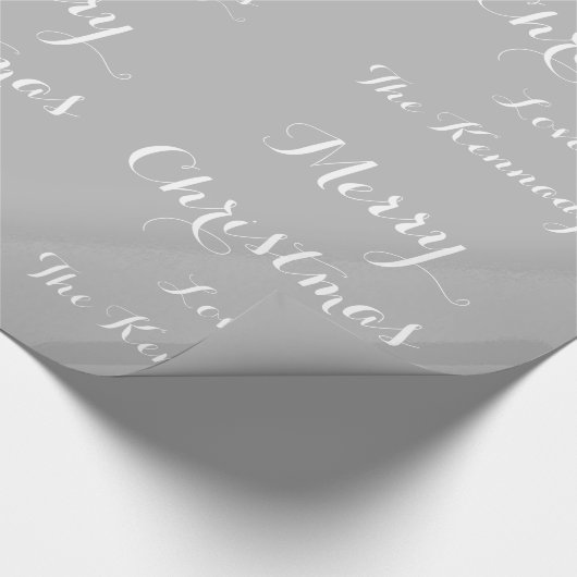 銀製灰色家族の挨拶のメリークリスマス ラッピングペーパー (角)