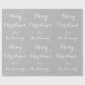 銀製灰色家族の挨拶のメリークリスマス ラッピングペーパー (フラット)