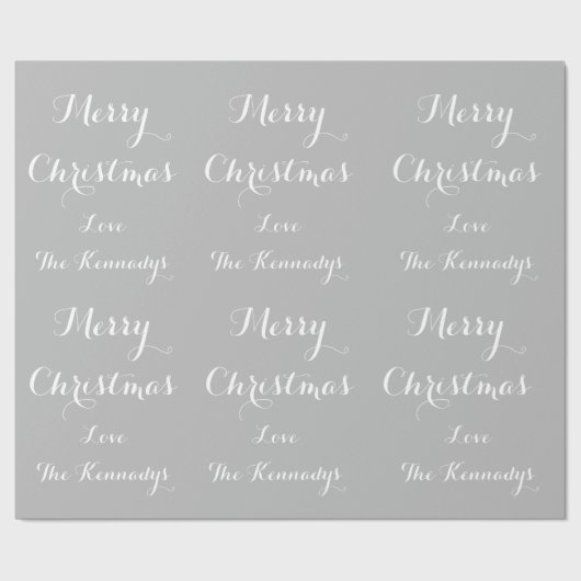 銀製灰色家族の挨拶のメリークリスマス ラッピングペーパー (フラット)