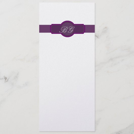 銀製紙の紫色の結婚式メニューカード メニュー (裏面)