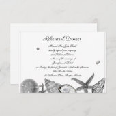 銀製結婚式のリハーサルの魅力的なビーチ 招待状 (正面/裏面)