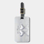 銀製記念日のハート ラゲッジタグ (正面縦)