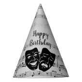 銀製音楽および劇場のマスクの誕生日 パーティーハット (正面)