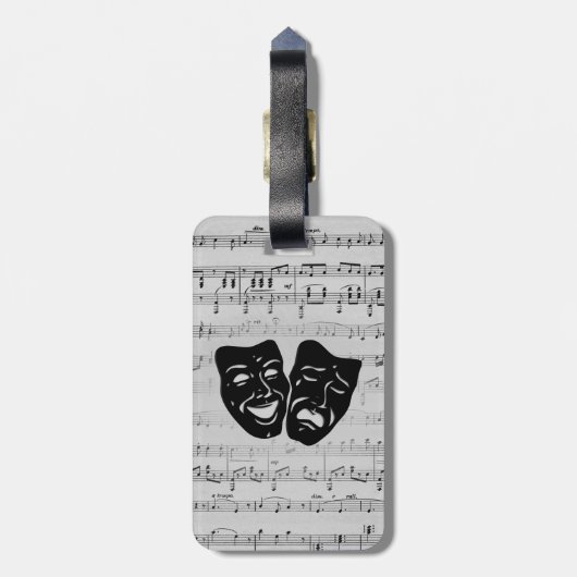 銀製音楽および劇場のマスク ラゲッジタグ (裏面縦)