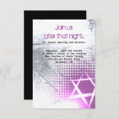 銀質星バーバルミツワーパーティーカード 招待状 (正面/裏面)