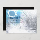 銀質星バーバルミツワー返信カード 出欠カード (正面/裏面)