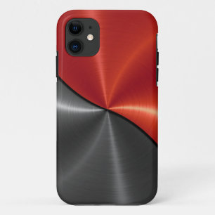 銀赤光沢スチールメタル3 iPhone 11 ケース