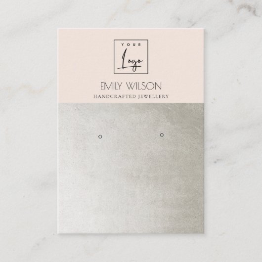 銀赤面エレガントピンクロゴイヤリングディスプレイ 名刺 (正面)