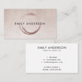 銀赤面ピンクブラシストローク円マークロゴ 名刺 (正面/裏面)