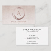 銀赤面ピンクブラシマーク円ロゴモノグラム 名刺 (正面/裏面)