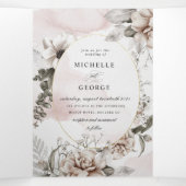 銀赤面フローラ三重結婚式招待状 三つ折り招待状 (内部中)