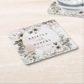 銀赤面フローラ結婚ズスクエア紙コースター スクエアペーパーコースター (アングル)
