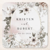 銀赤面フローラ結婚ズスクエア紙コースター スクエアペーパーコースター (正面)