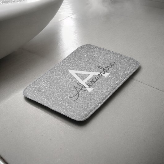 銀輝きスパークルモノグラムバスマット バスマット