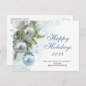 銀輝くクリスマスボールのグリーティ企業のング ポストカード (正面/裏面)