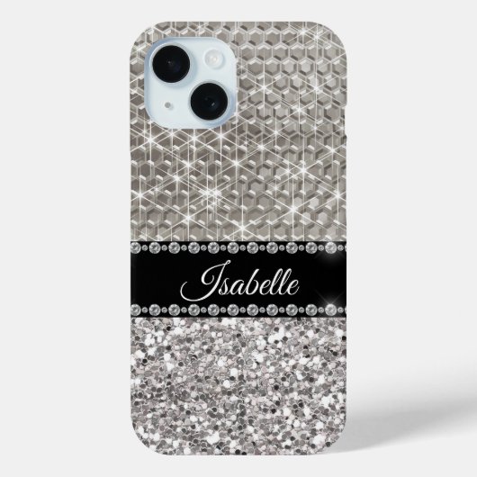 銀輝くグラムメタルきらきら光るパーソナライズされたメタル Case-Mate iPhoneケース (裏面)