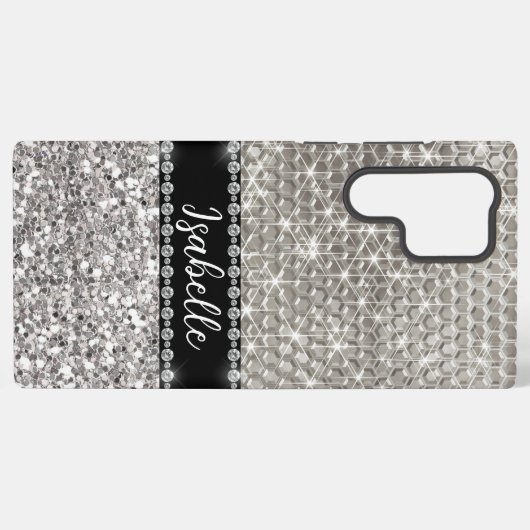 銀輝くグラムメタルきらきら光るパーソナライズされたメタル SAMSUNG GALAXYケース (裏面横)