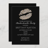 銀金ゴールドきらめくリップキス美しい招待状 招待状 (正面/裏面)