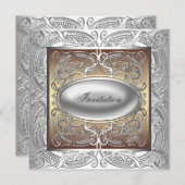 銀金ゴールドすべての行事パーティの招待状 招待状 (正面/裏面)