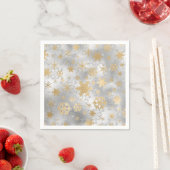 銀金ゴールドエレガントクリスマススノーフレーク模様 スタンダードカクテルナプキン (インサイチュ)